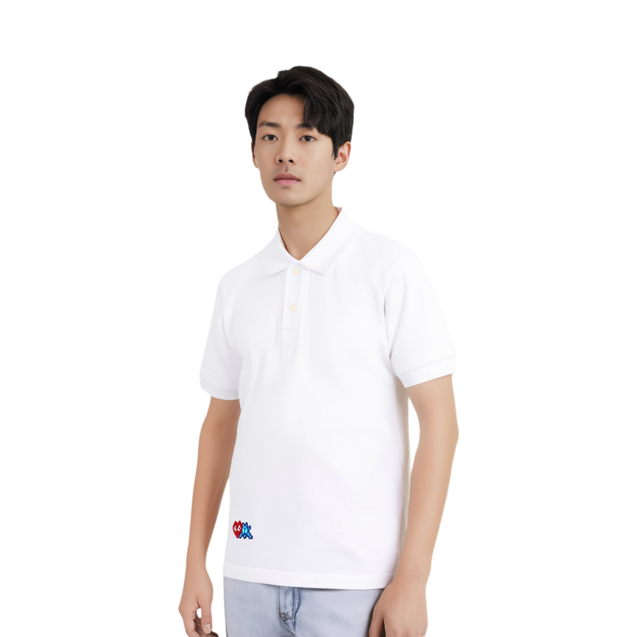 COMME des GARCONS PLAY SS25 x Invader Pixel Heart Polo Shirt 'White' AZ-T336-051-3