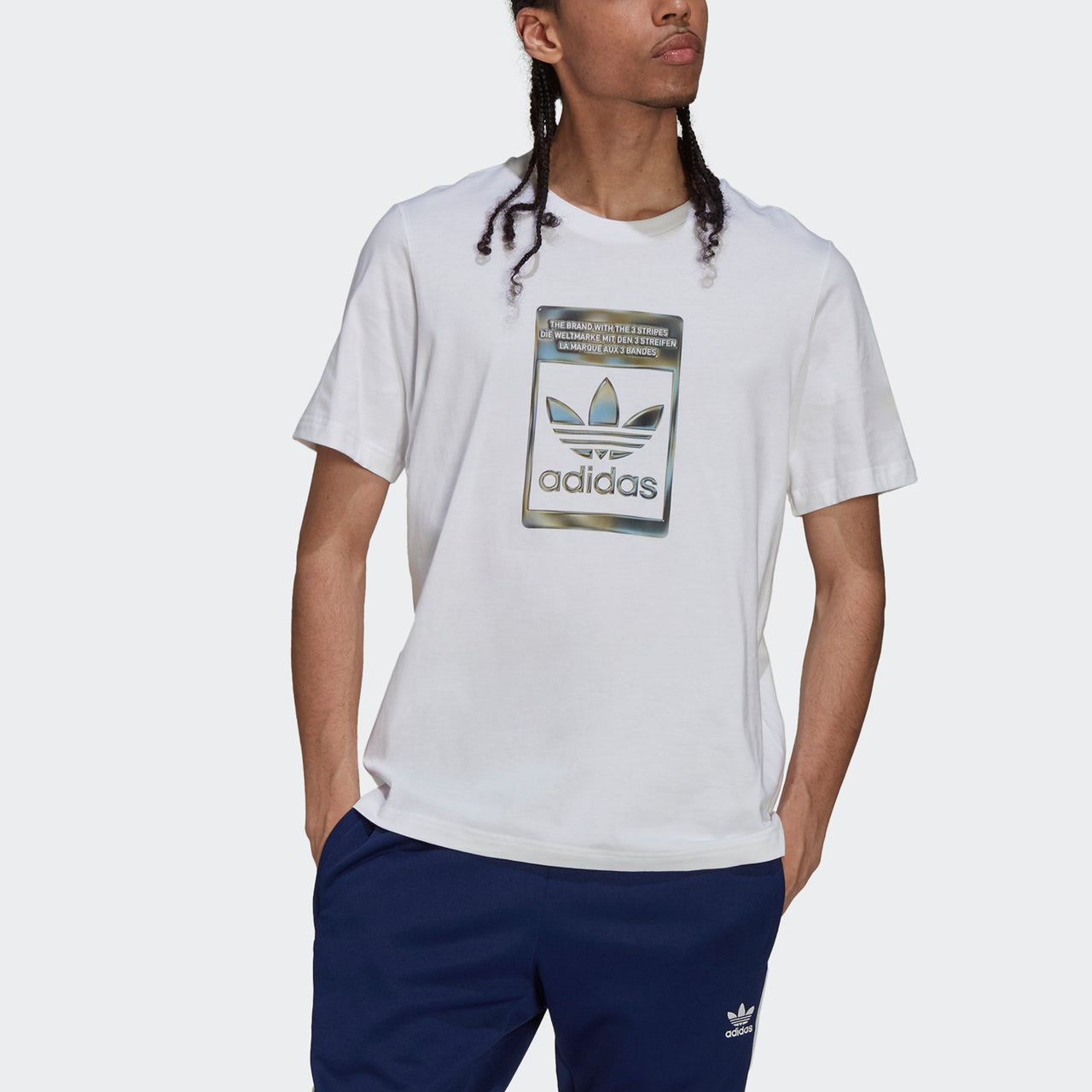 adidas originals Camo Infill Tee Retro Logo Sports Round Neck Short Sleeve White H13500