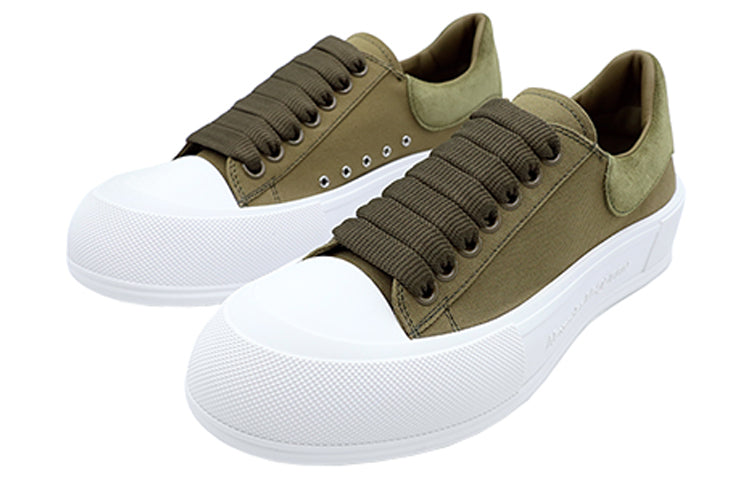 Alexander McQueen Deck Skate Plimsoll Lace Up 'Khaki Green' 654594W4PQ13227