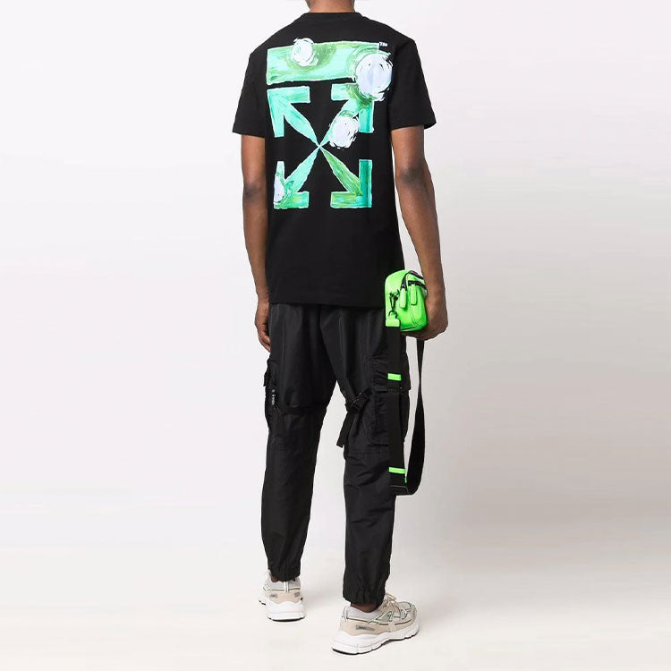 Off-White FW21 Arrow Pattern Alphabet Solid Color Short Sleeve Version Black OMAA027F21JER0101084