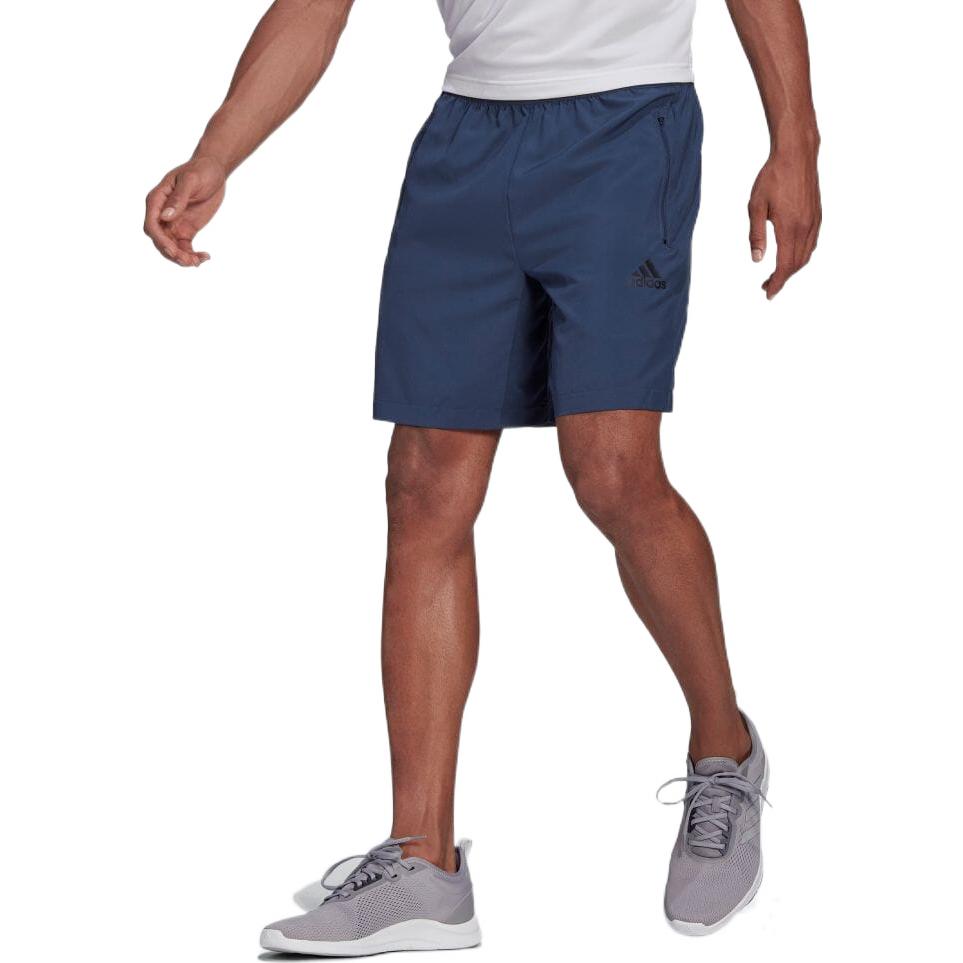 Men's adidas Solid Color Stripe Logo Printing Casual Sports Shorts Navy Blue GT8162