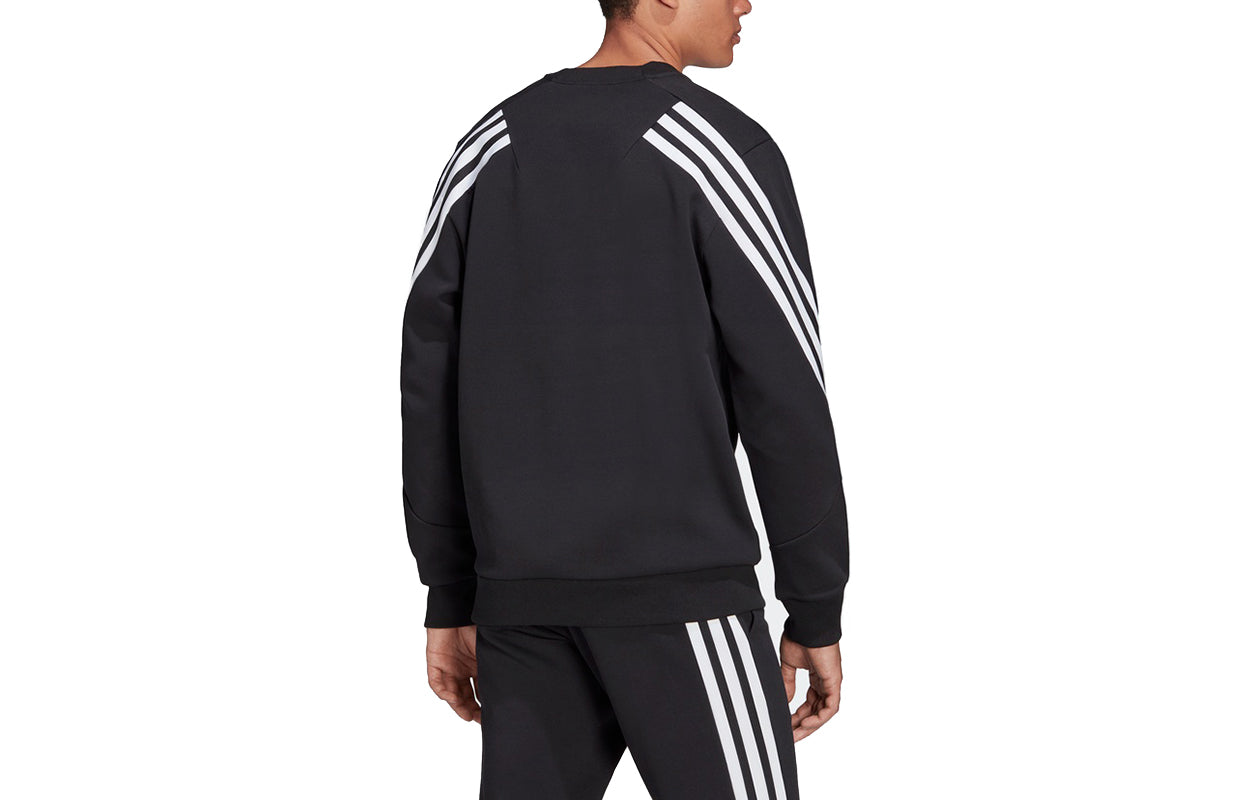 Men's adidas FI Crew Stripe Splicing Sports Round Neck Pullover Black H46538