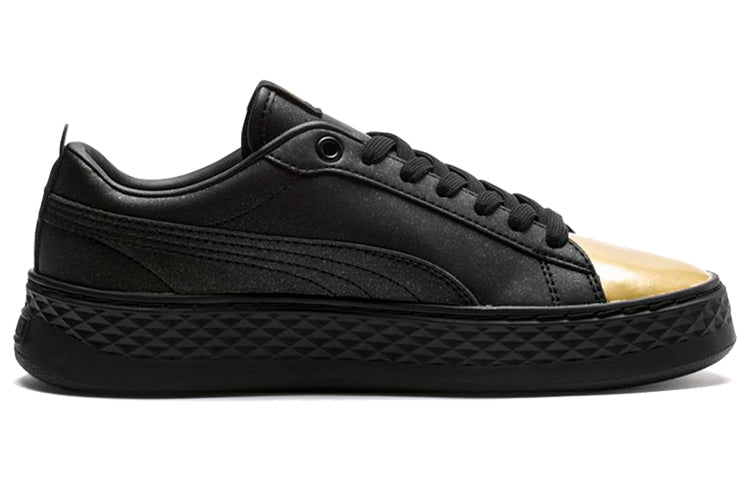 (WMNS) PUMA Smash Platform Lx Black/Gold 366927-02