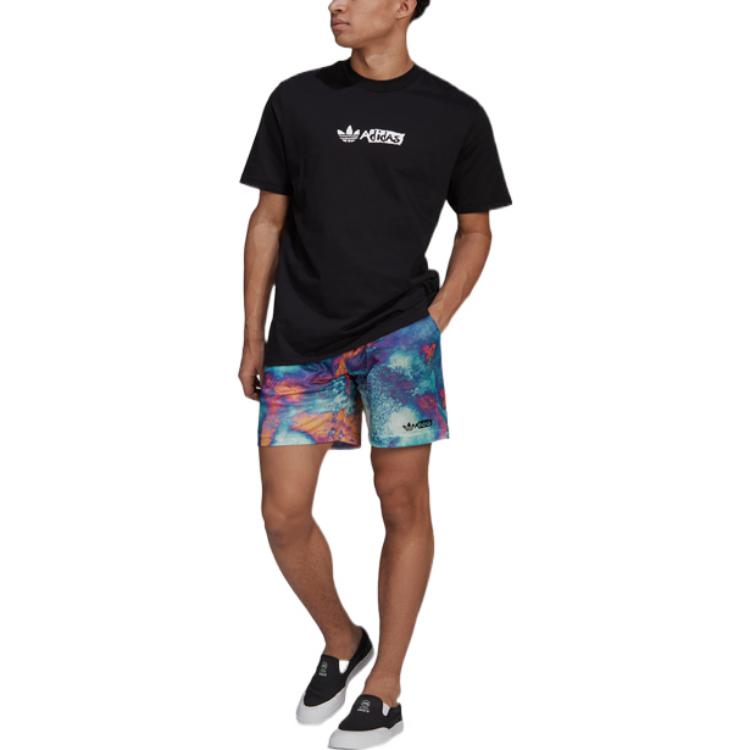 adidas originals Solid Color Logo Sports Short Sleeve Black HT1657