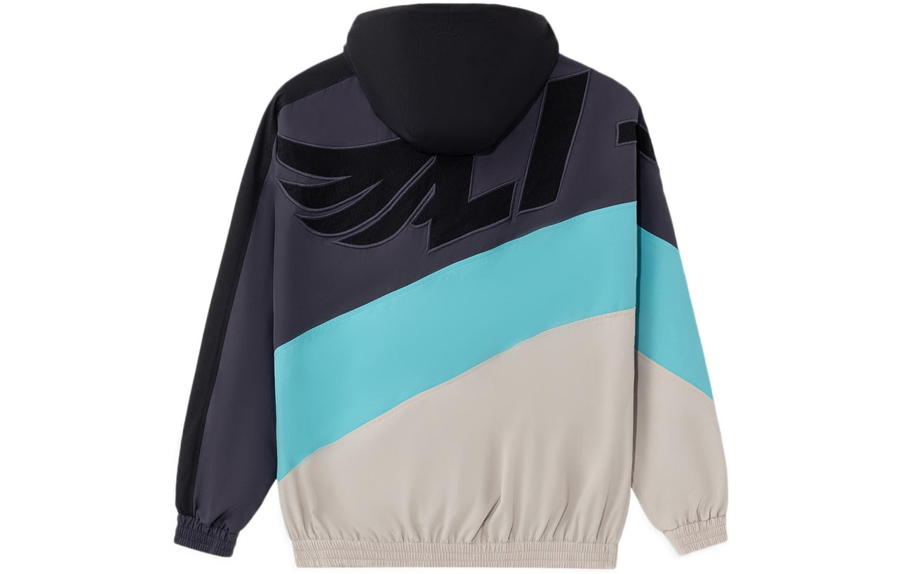 Li-Ning Logo Print Gore-Tex Sport Hoodie 'Black Blue Beige' AFDS031-4