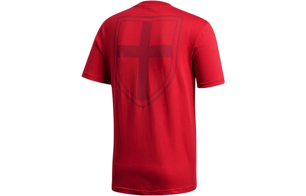 Men's adidas England Geometry Pattern Logo Round Neck Casual Sports Short Sleeve Red T-Shirt FK3570