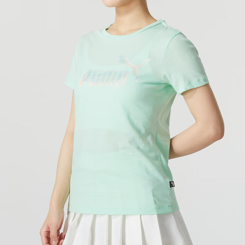 (WMNS) PUMA Essentials Logo T-Shirt 'Green Silver' 682140-88