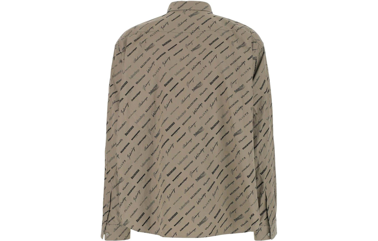 Balenciaga Logomania All Over Long Sleeve Shirt 'Beige' 662983TNLL19763
