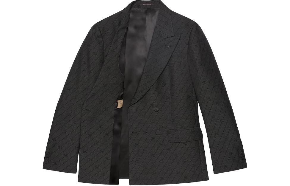 Gucci Interlocking G Striped Wool Formal Jacket 'Black Grey' 782748-ZAPYR-1016