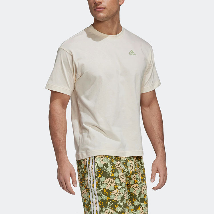 adidas Solid Color Logo Alphabet Round Neck Sports Short Sleeve White HR4315