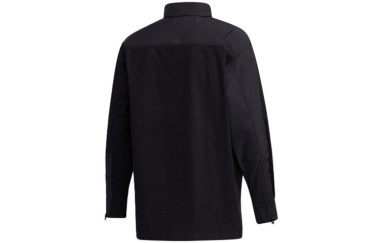 adidas originals Solid Color Splicing Casual Long Sleeves Shirt Black GT7306