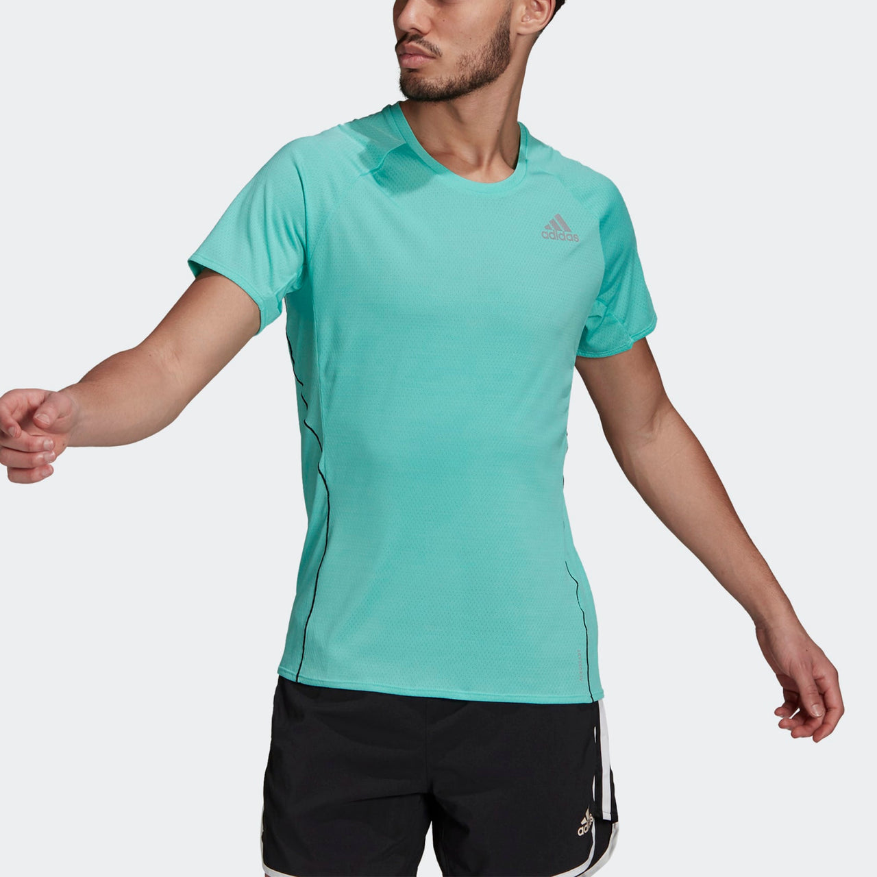 adidas Adi Runner Tee Reflective Sports Round Neck Short Sleeve Mint Green GJ9888