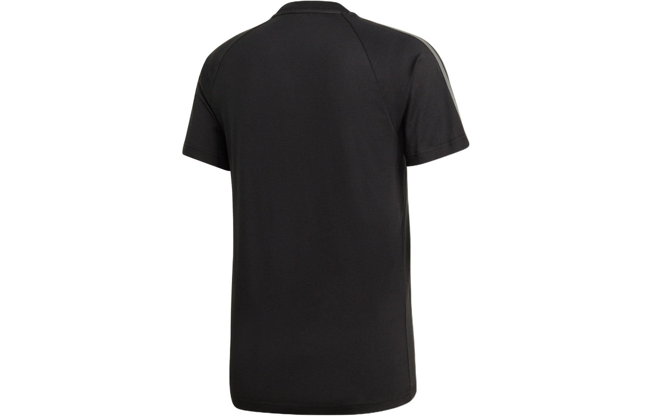 adidas originals Stripe Logo Micro Mark Round Neck Casual Short Sleeve Black GK1963