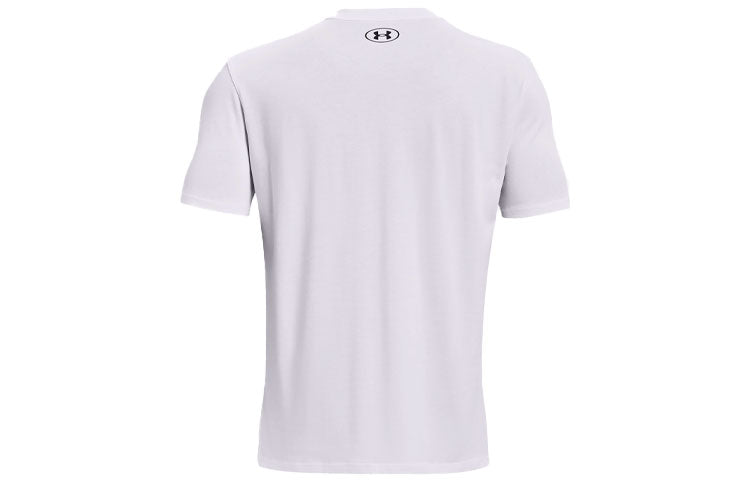 Men's Under Armour Round Neck Pullover Logo Athleisure Casual Sports Short Sleeve White 1365199-100