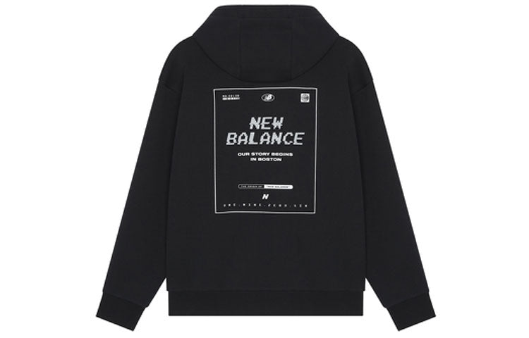 New Balance Logo Printing Sports Pullover Couple Style Black 5CC18043-BK