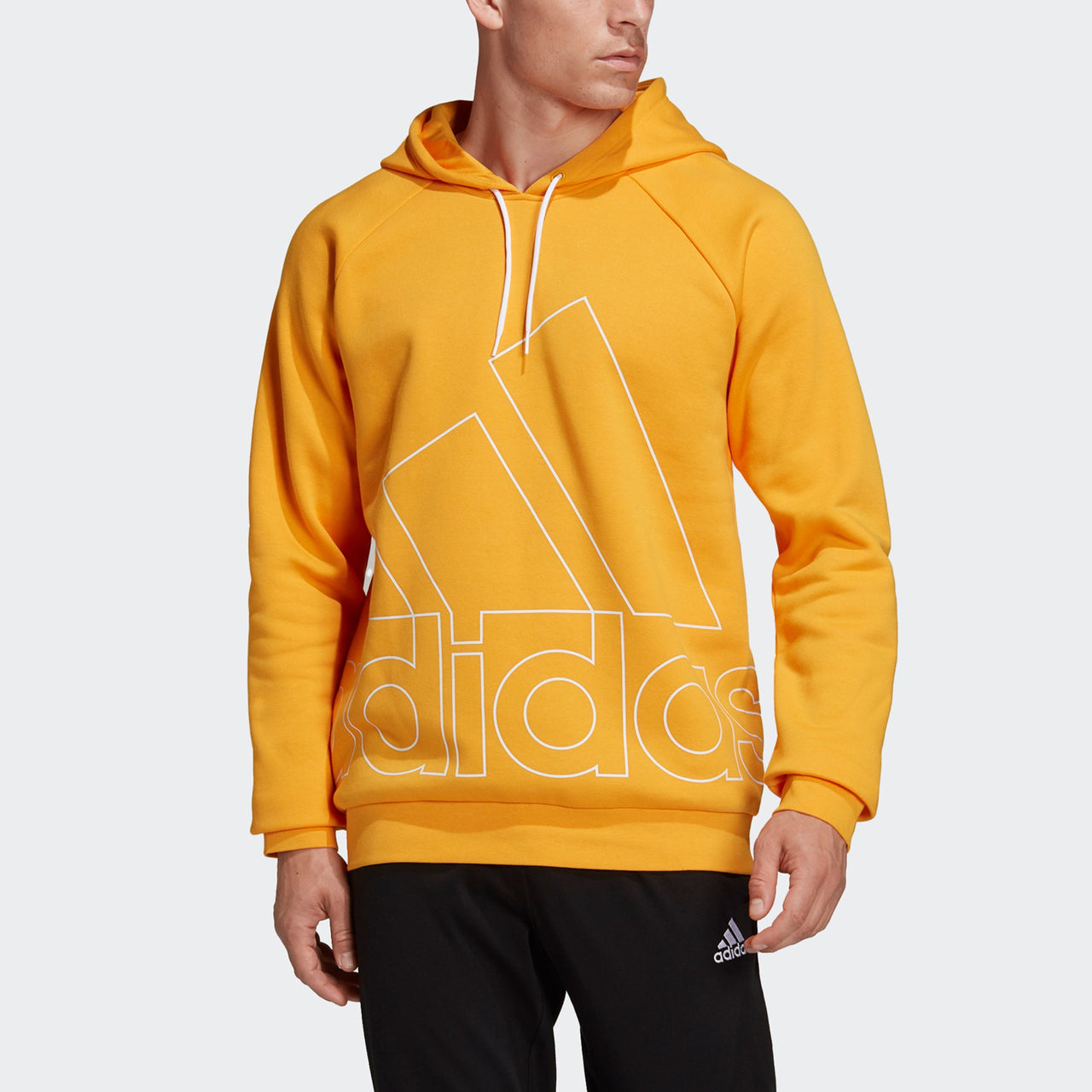 Men's adidas Big Lo Hd Fl Hollow Out Large Logo Printing Pullover Sports Gold Color HB5090