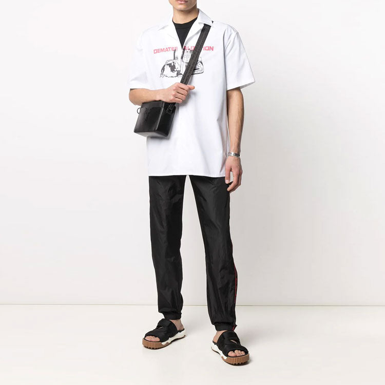 Men's Off-White SS21 Logo Printing White Shirt OMGA163R21FAB0030125