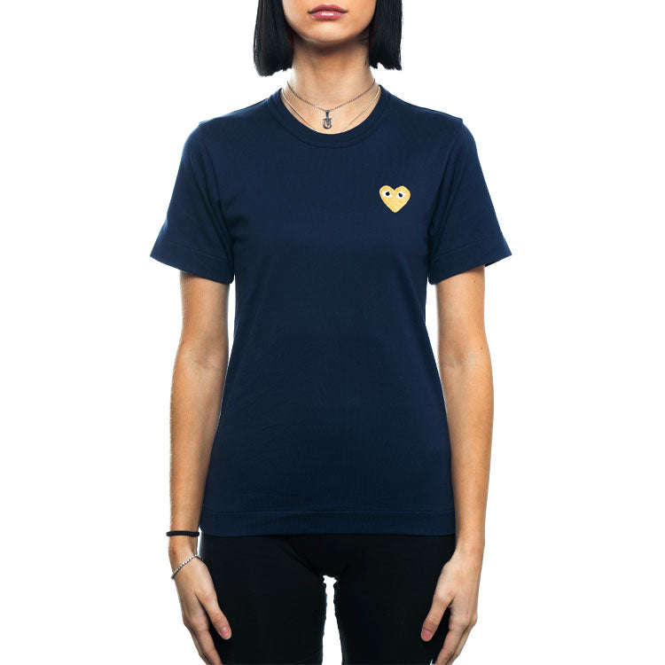 (WMNS) COMME des GARCONS PLAY Basic T-Shirt Gold Emblem 'Navy' AZ-T215-051-2