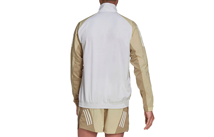 adidas Training logo Sports Half Zipper Colorblock Stand Collar Jacket White HP1879