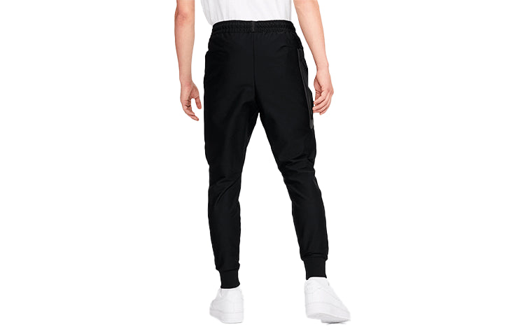 Men's Nike Elastic Waistband Lacing Bundle Feet Sports Pants/Trousers/Joggers Black DD6599-010