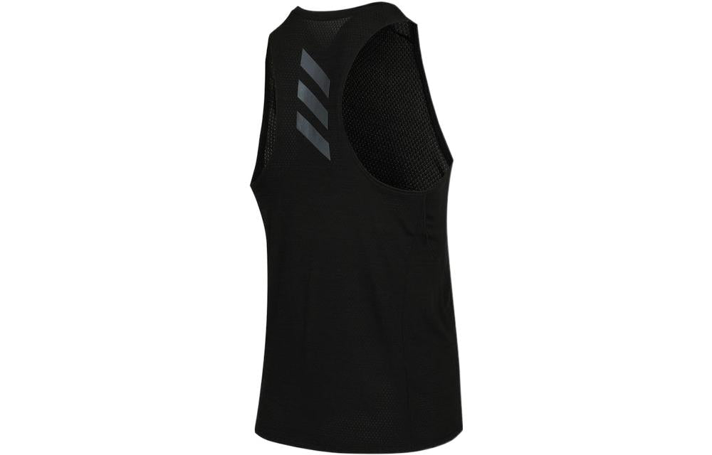 Men's adidas Alphabet Logo Round Neck Sports Vest Black GN2164