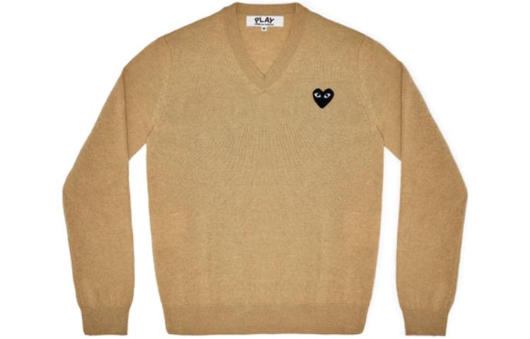 COMME des GARCONS PLAY V-Neck L/S T-shirt Black Emblem 'Beige' AZ-N018-051-3