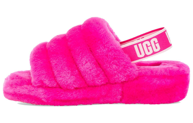 (WMNS) UGG Fluff Yeah Slide Thick Sole Slipper Red 1095119-RCR