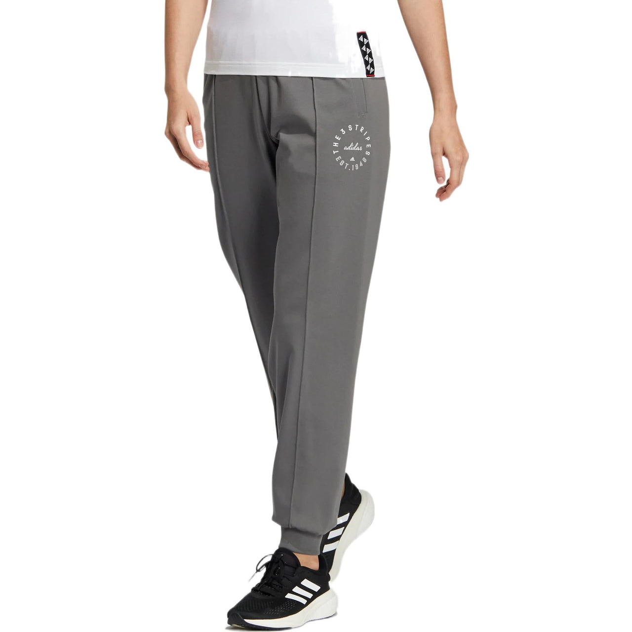 adidas Solid Color Logo Embroidered Pants 'Grey' HZ7063
