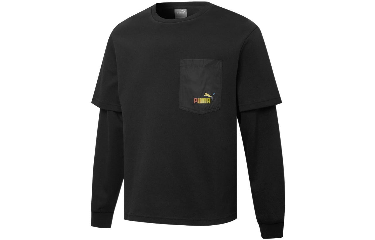 PUMA Logo Pattern Printing Loose Couple Style Sweater 'Black' 537017-01