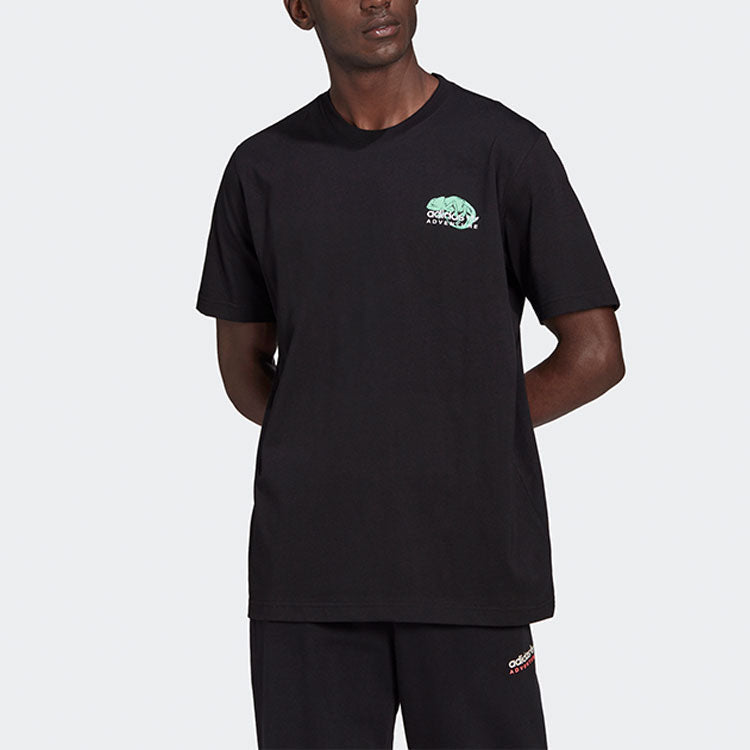 adidas originals Pckalot Tee Retro Printing Sports Round Neck Short Sleeve Black HF4762