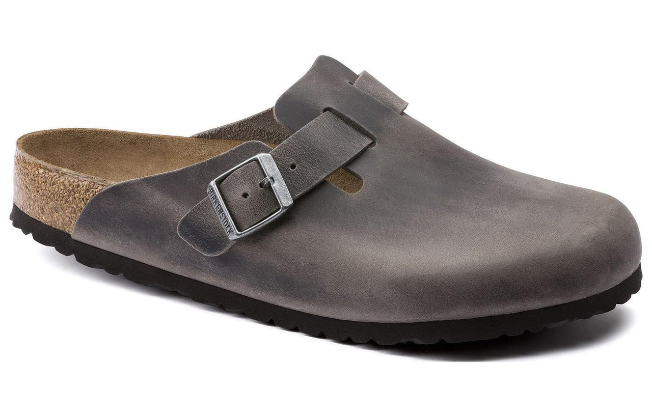 Birkenstock Boston Soft Footbed Oiled Leather Sandals 'Iron' 1013255