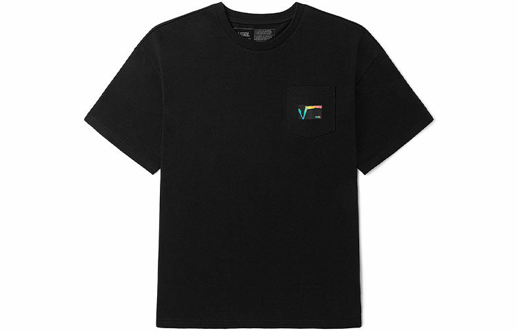 Vans Rainbow Funny Logo Loose Round Neck Short Sleeve Couple Style Black VN0A5H84BLK