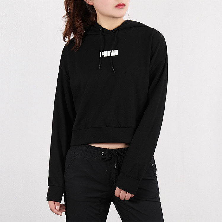 (WMNS) PUMA Logo Short Hoodie 'Black' 579612-01