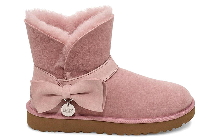 (WMNS) UGG Suede Mini Bow Fur Fleece Lined Pink 1106542-PCRY
