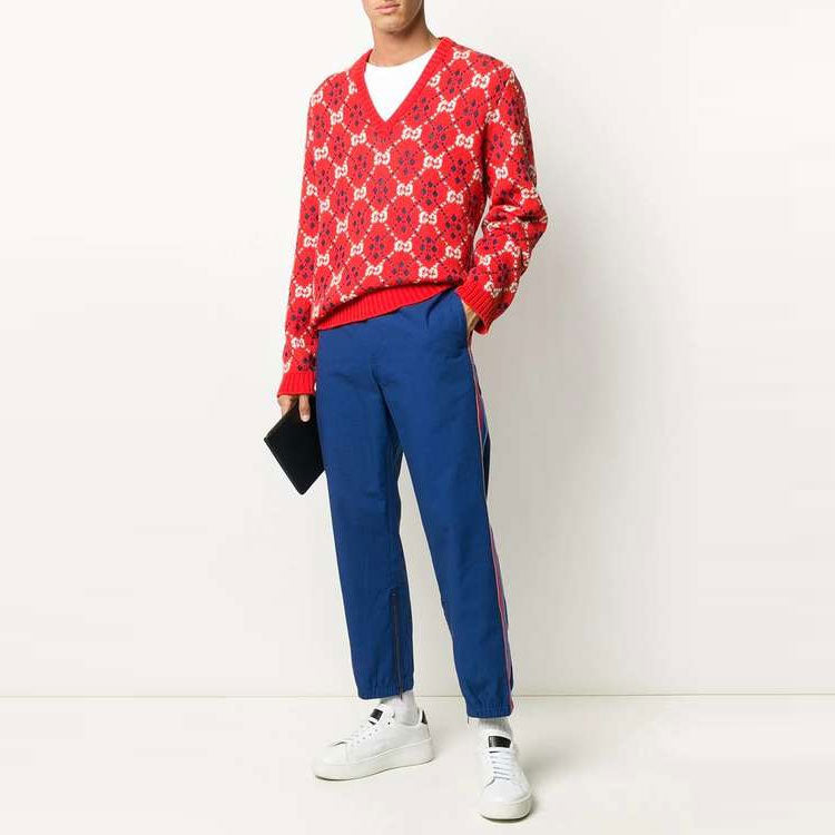 Gucci SS21 Side Stripe Pants Zipper Athleisure Casual Sports Pants Blue 615775-XDBBH-4207