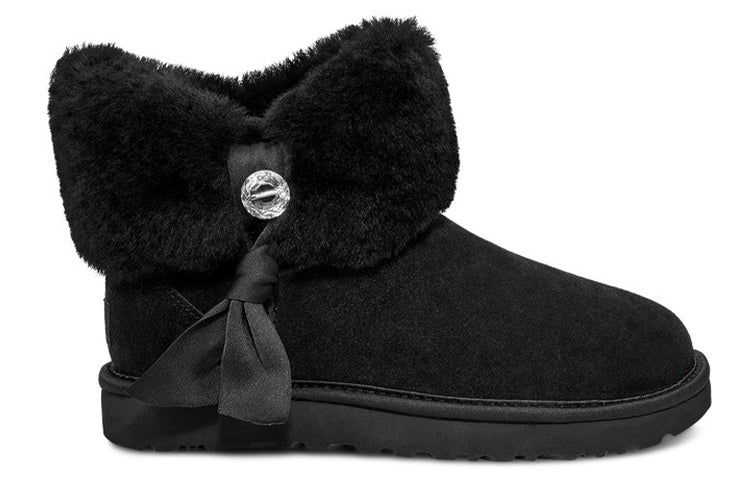 (WMNS) UGG Cinched Fur Mini Snow Boots Black 1106909-BLK