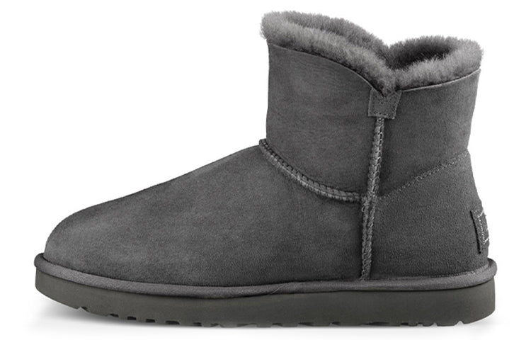 (WMNS) UGG Mini Bailey Button Bling Mid Tops Fleece Lined Gray 1016554-GREY