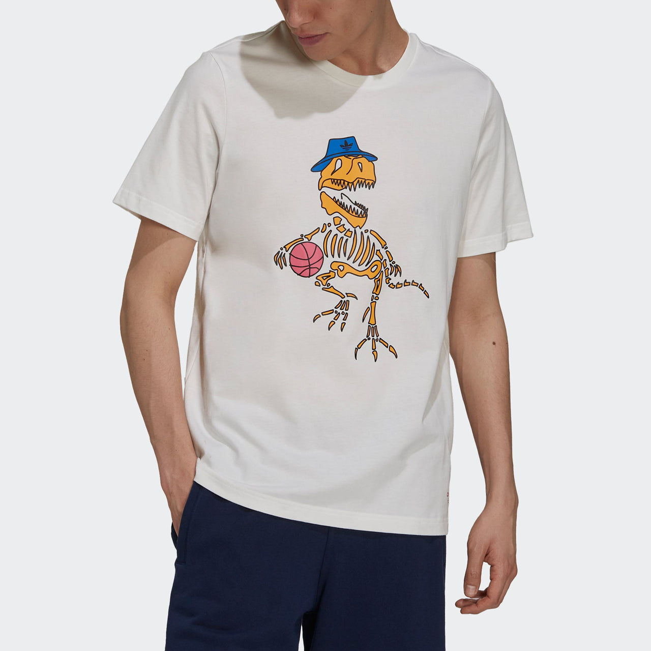 adidas originals 5 Dino Tee Casual Sports Cartoon Printing Round Neck Short Sleeve White H13478