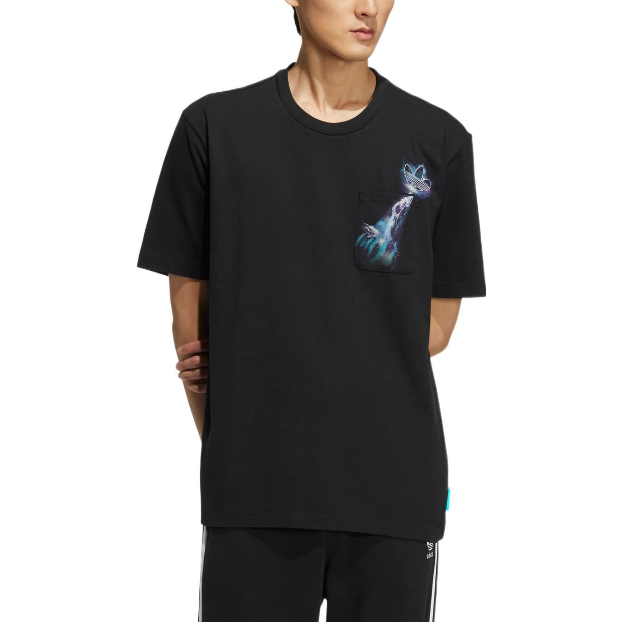 adidas originals Y2k Tee 3 Casual Gradient Solid Color Pattern Sports Round Neck Pocket Short Sleeve Black HM8029