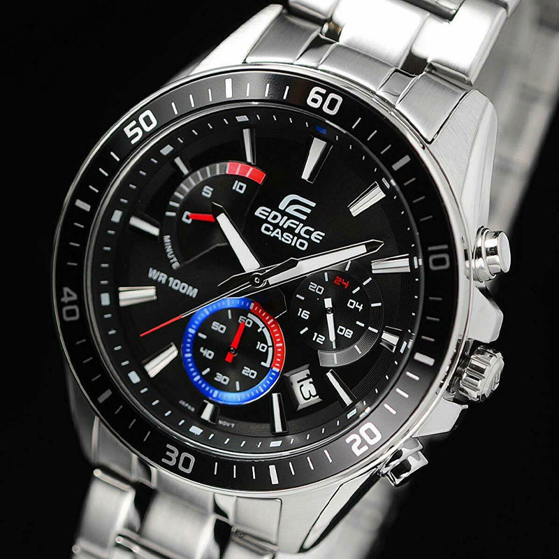 CASIO Quartz Waterproof EDIFICE Stainless Steel Strap Black Watch Dial Mens Black Analog EFR-552D-1A3V