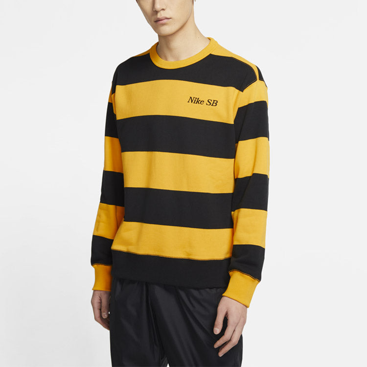 Nike MENS SB Skateboard Striped Skate Sports Crew-neck Golden CV4310-739