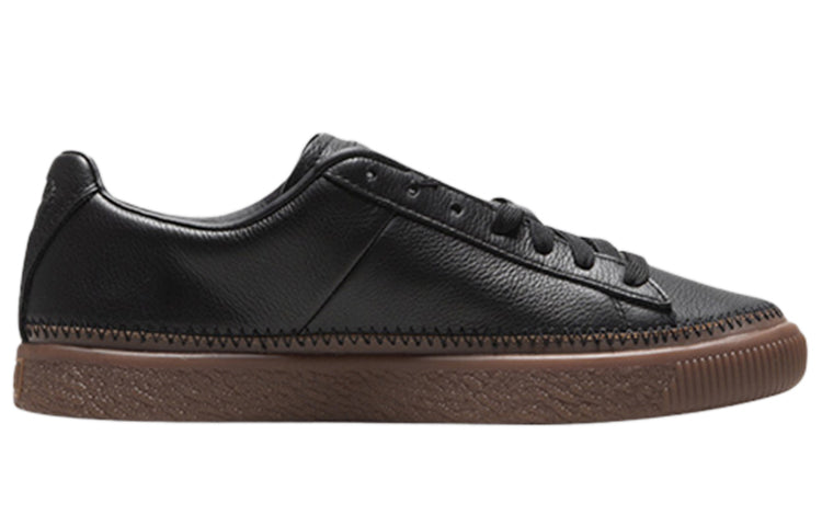 PUMA Unisex Basket Stitched Low-Top Sneakers Black/Brown 368387-03