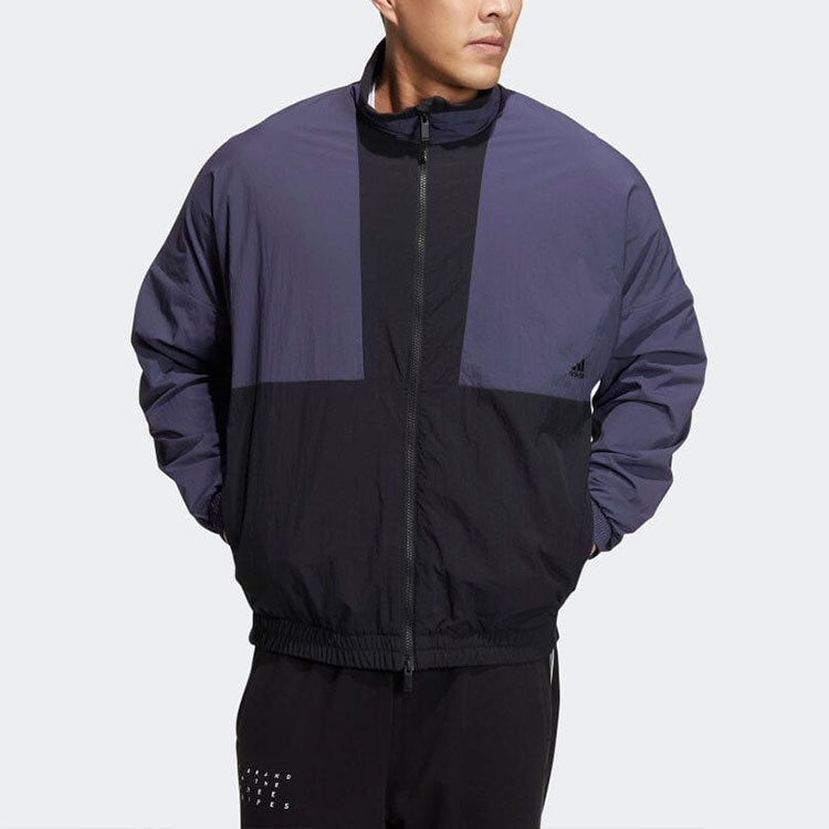 adidas Colorblock Alphabet Printing Woven Long Sleeves Jacket Unisex Navy Blue HM2694