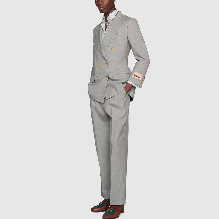 (WMNS) Gucci Sharkskin Wool Pants 'Grey' 675974-ZACFE-4734