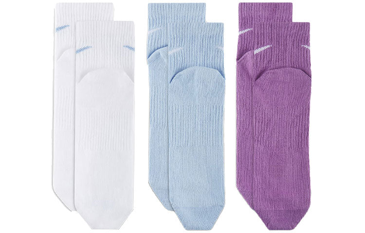 Nike Unisex Plus Lightweight Ankle Sports Training Socks 3 Packs White/Black/Purple Multi-color SX6893-907