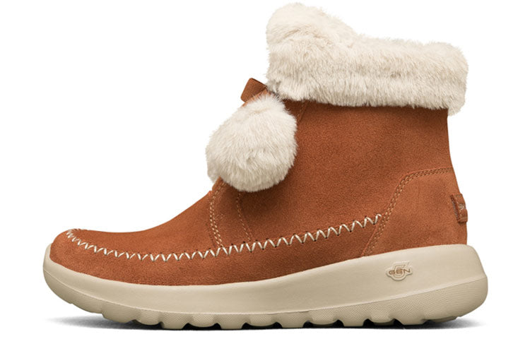 (WMNS) Skechers On-The-Go Joy Pompom Snow Boots 'Brown White' 144004-RUST