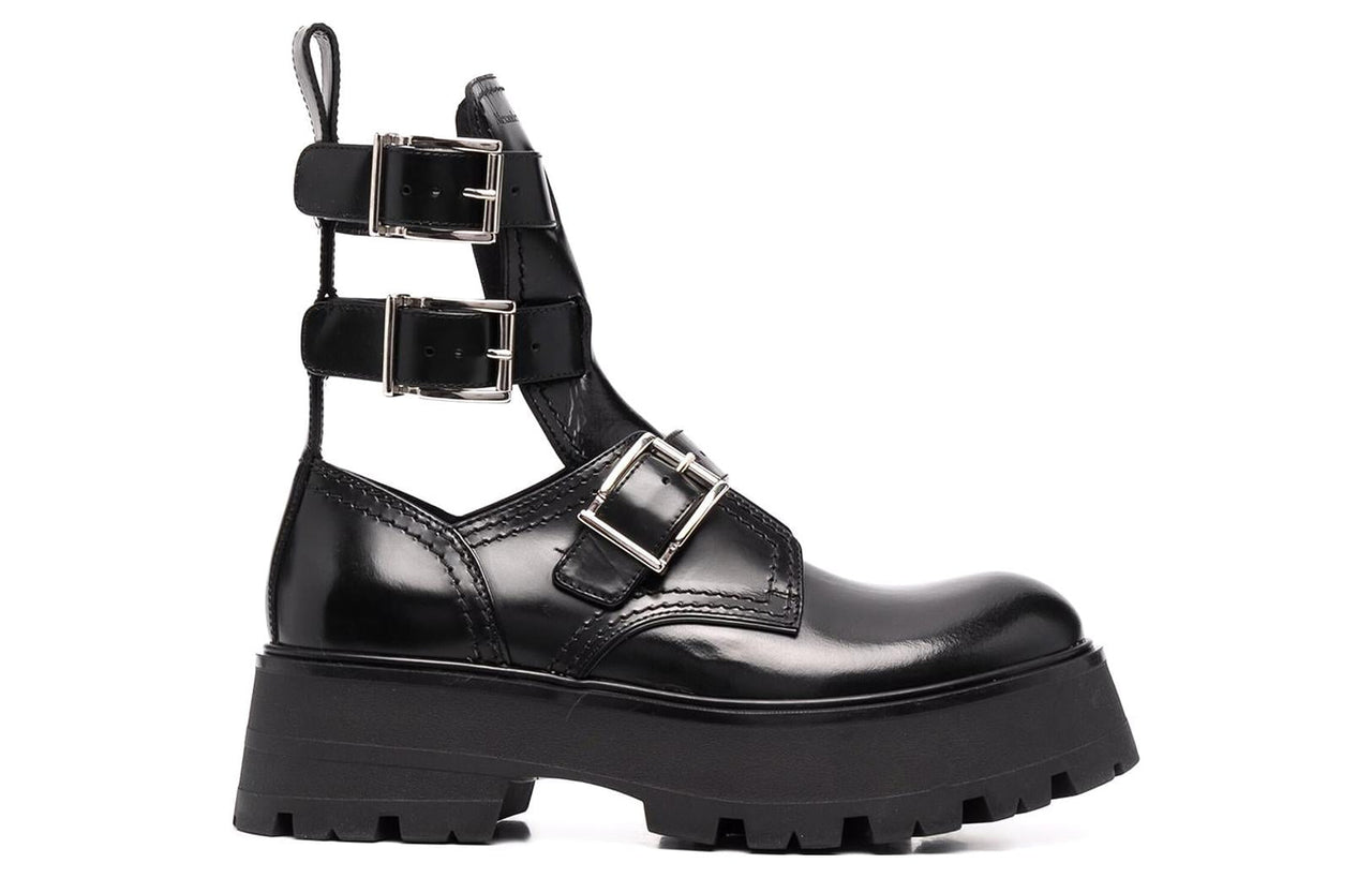 (WMNS) Alexander McQueen Flat Rubber Boots 'Black' 700078WIC631081