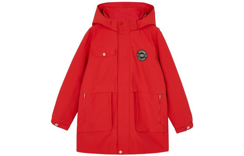 (GS) Skechers New Year Series Brand Logo Letter Print Hooded Jacket 'Red Black' L122B019
