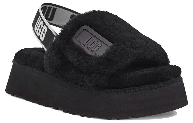 (WMNS) UGG Disco Slide Thick Sole Black Slippers 1112258-BLK