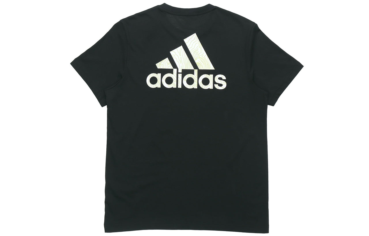 adidas SS20 Logo Applique Round-neck Short-sleeve Tee Men Black FM7542